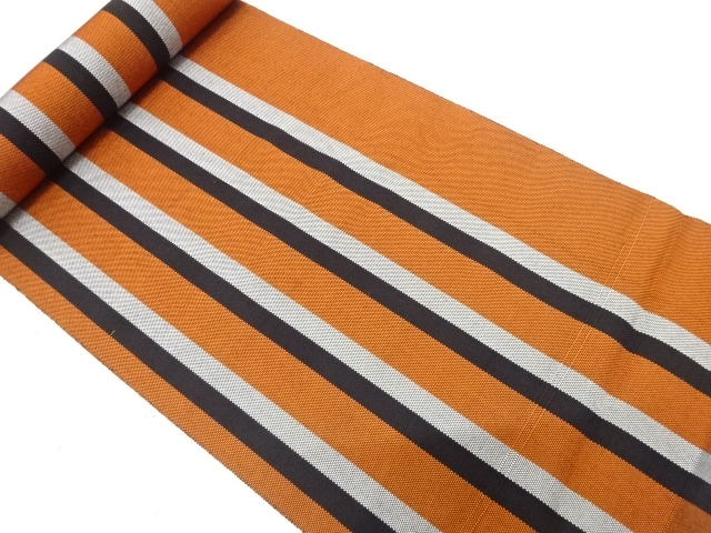 JAPANESE KIMONO / ANTIQUE BOLT FOR HASSUN OBI / WOVEN STRIPE